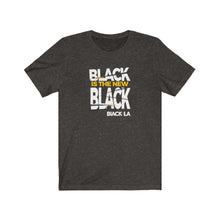 Load image into Gallery viewer, Black-vs-black Unisex Jersey Short Sleeve Tee BNLA