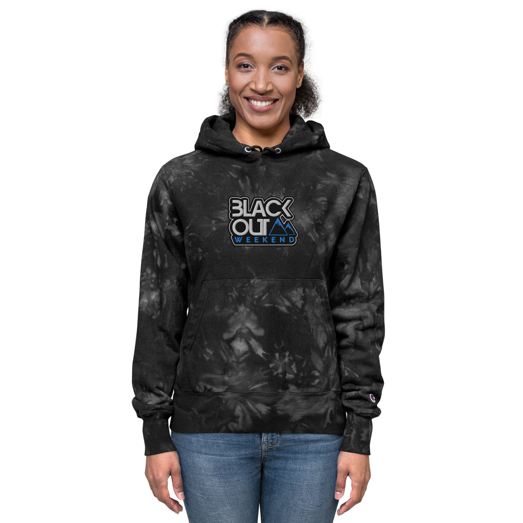 Blackout STKR BWS23 - Embroidered Unisex Champion tie-dye hoodie